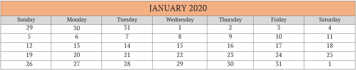 January 2020 Compliances Due Date