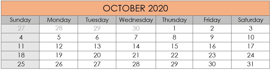October 2020 Compliances Due Date