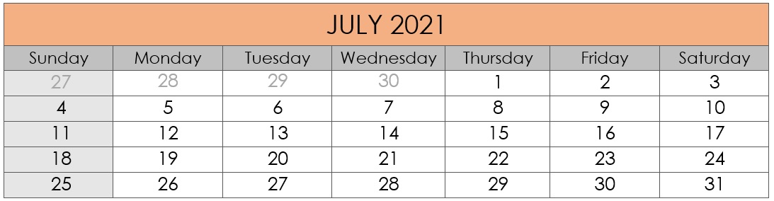 July 2021 Compliances Due Date